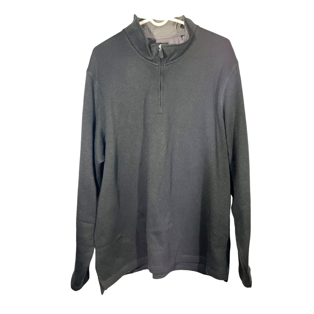 Wrangler Authentics Men's Pull Over 1/4 Zip Black Mock‎ Neck Sweater Size XL